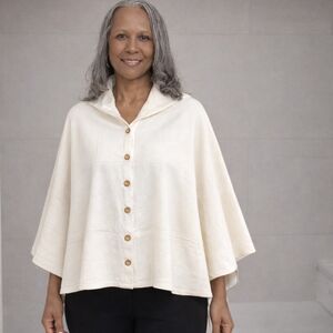 Off White Button-Up Cashmere Blend Cape - NWOT